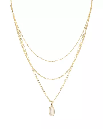 Kendra Scott Elisa 14K Gold-Plated Mother-Of-Pearl Layered Pendant Necklace, 14"-16" | Bloomingdale's