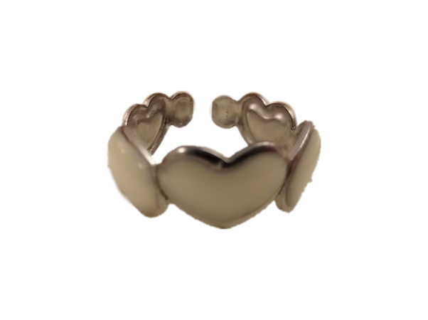 beige and silver heart ring