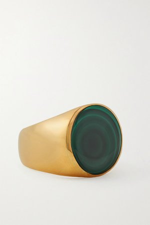 Rasa x Anna Beck | Large gold-plated malachite ring | NET-A-PORTER.COM