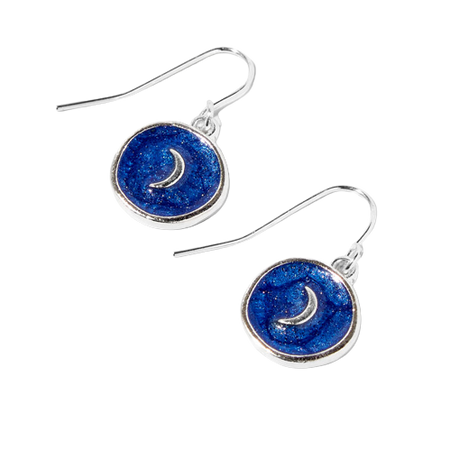 Claire's Blue Shimmering Crescent Moon 0.5" Drop Earrings