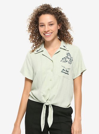 Our Universe Disney The Princess and the Frog Evangeline Women's Woven Tie-Front Button-Up - BoxLunch Exclusive