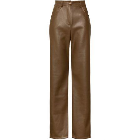 LEATHER STRAIGHT LEG PANTS BROWN | Most Wanted