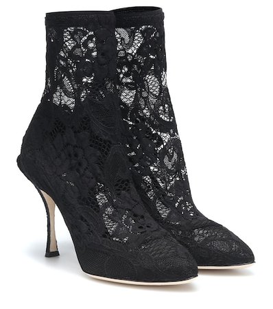 Stretch lace ankle boots