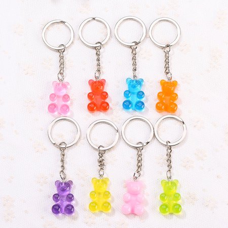 1pc Resin Keychain Pendants Flatback Glitter Gummy Bear Charms Colorful Car Handbag Keyrings|Key Chains| - AliExpress