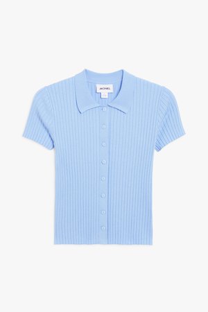 Ribbed pike top - Light blue - T-shirts - Monki WW