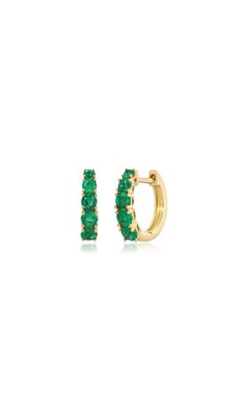 18k Yellow Gold Emerald Graduated Diamond Huggie Earrings By Anita Ko | Moda Operandi