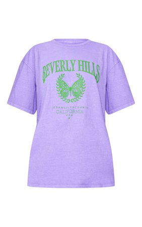 Lilac Beverly Hills Butterfly Print T Shirt | PrettyLittleThing USA