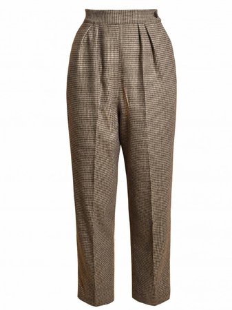 Natalie 1950s Trousers Beige Dogtooth from Vivien of Holloway