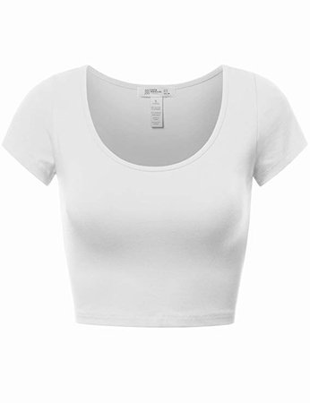 Fifth Parallel Threads FPT Womens Basic Short Sleeve Scoopneck Crop Top at Amazon Women’s Clothing store:
