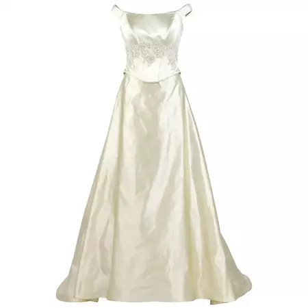 Aimée Ivory White Vintage Two-piece Wedding Dress, 2000s For Sale at 1stDibs | 2000 wedding dresses, 2000s wedding dresses