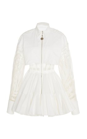 Paneled Zip-Detailed Cotton-Blend Mini Dress by David Koma | Moda Operandi