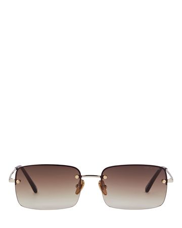 DMY BY DMY Jen Rimless Rectagular Sunglasses in brown | INTERMIX®