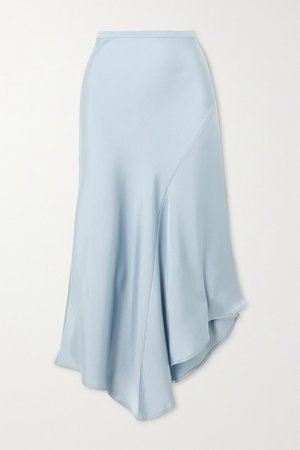 Bailey Asymmetric Silk-satin Midi Skirt - Blue