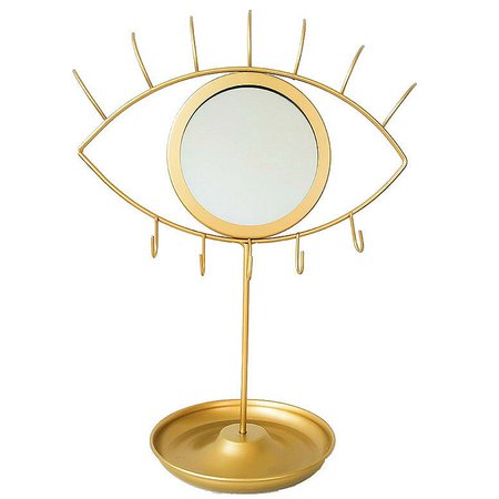 Creative Eye / Rabbit Shape Makeup Mirror Nordic Mirror Tray Earring Rack Gold Trim Decorative Mirror with Jewelry Hook Storage|Bath Mirrors| | - AliExpress