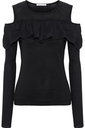Cold-shoulder ruffle-trimmed cotton sweater | AUTUMN CASHMERE | Sale up to 70% off | THE OUTNET