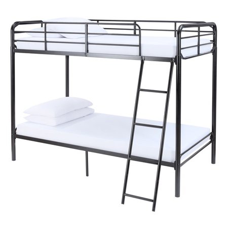 YourZone Twin Metal Frame Bunk Bed with Ladder, Black - Walmart.com - Walmart.com