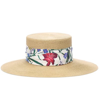 Woven Hat With New Flora Ribbon | Gucci - mytheresa.com