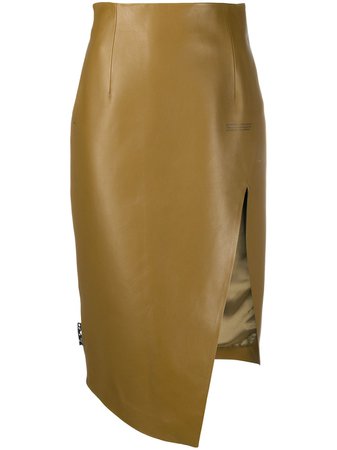 Shop Off-White leather asymmetric pencil skirt with Express Delivery - FARFETCH