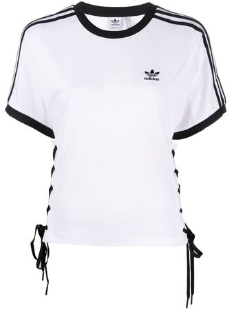 Adidas side-tie logo-print T-shirt - Farfetch