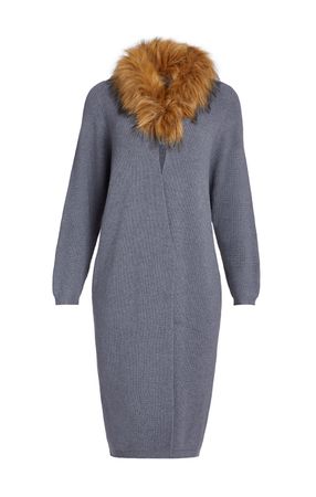 Buy Earl Grey Fur-trimmed Sweater Coat online - Etcetera
