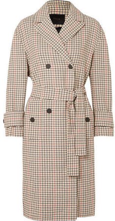 Prince Of Wales Checked Twill Trench Coat - Beige
