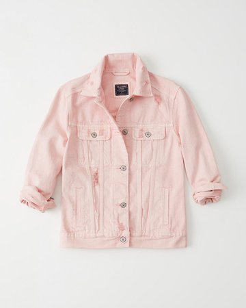 Womens Light Pink Girlfriend Denim Jacket | Womens Coats & Jackets | Abercrombie.com