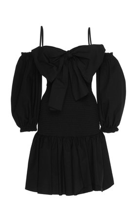 Red Valentino Bow-Detailed Off-The-Shoulder Taffeta Mini Dress Size: 3
