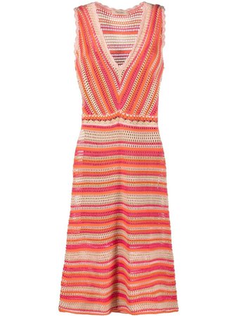TWINSET Striped Crochet Dress - Farfetch