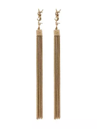 Saint Laurent Gold YSL tassel drop earrings $395 - Shop SS19 Online - Fast Delivery, Price