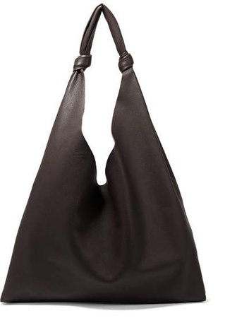 Bindle Textured-leather Shoulder Bag - Dark brown