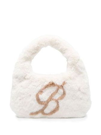 Blumarine logo-print faux-fur top-handle Bag - Farfetch