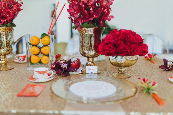 Chic Gold and Red Dinner Party
