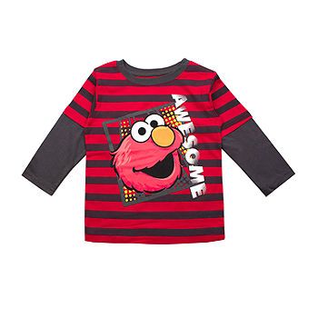 Boys Round Neck Long Sleeve Sesame Street Graphic T-Shirt-Toddler, Color: Red - JCPenney