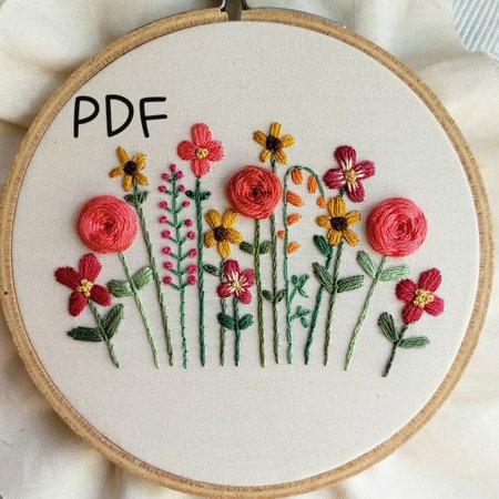 DIY Hand Embroidery Pattern PDF Hand Embroidered Flower | Etsy