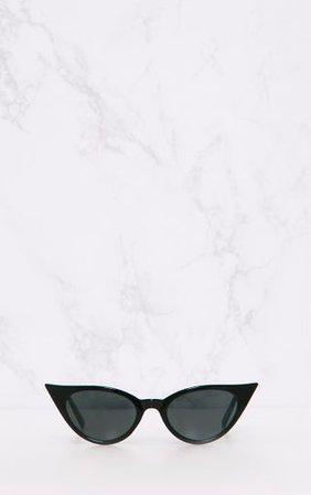Black Extreme Cat Eye Slim Retro Sunglasses | PrettyLittleThing