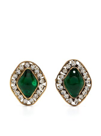 Chanel Pre-Owned 1971-1980s gem-embellished clip-on Earrings - Farfetch