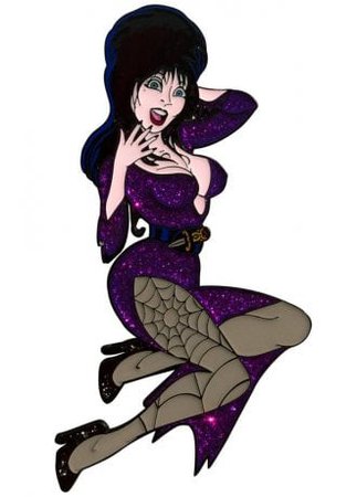 Kreepsville 666 Elvira Purple Glitter XL Enamel Pin | Attitude Clothing