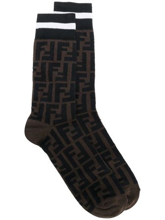 Shop brown & black Fendi monogram socks with Express Delivery - Farfetch