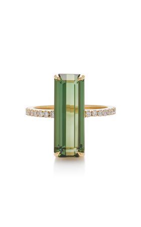 Supreme Deco 18k Yellow Gold Tourmaline, Diamond Ring By Yi Collection | Moda Operandi