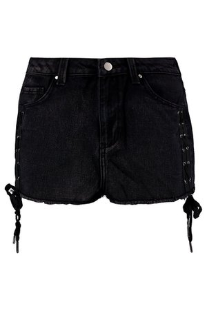 Lace Up Side Denim Shorts | boohoo