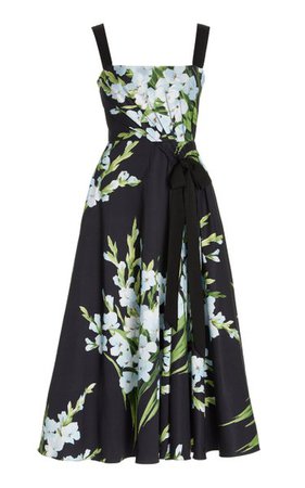 Floral-Print Cotton-Blend Midi Dress By Carolina Herrera | Moda Operandi