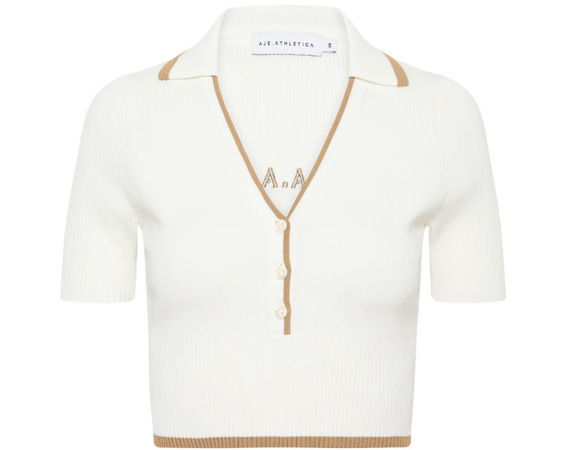 AJE Cropped Polo Knit Top