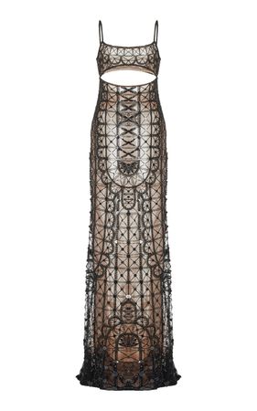 Neo Classical Netting Beaded Maxi Dress By Cucculelli Shaheen | Moda Operandi
