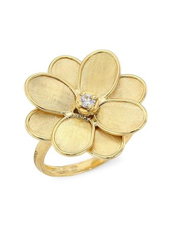 Marco Bicego Petali 18K Yellow Gold & Diamond Flower Ring | SaksFifthAvenue