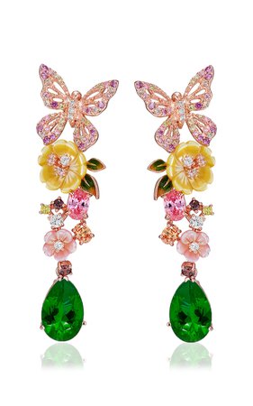 18k Gold Vermeil Emerald Vine Earrings By Anabela Chan