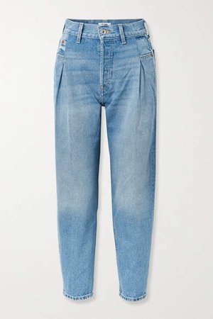 40s Zoot Pleated High-rise Tapered Jeans - Blue