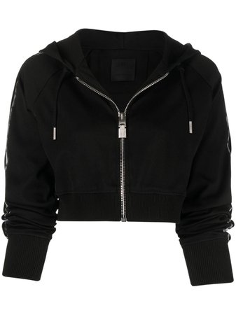 Shop Givenchy 4G Webbing cropped zip-front hoodie with Express Delivery - FARFETCH