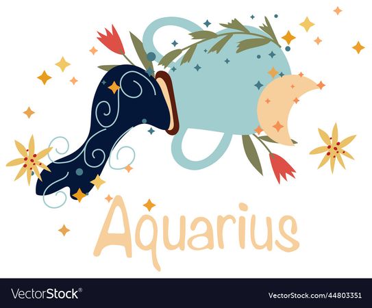 Aquarius zodiac sign with colorful leaves Vector Image