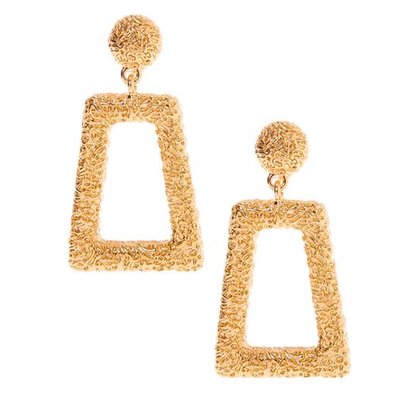 Gold 2" Rectangle Textured Clip On Drop Earrings | Claire's