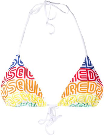 logo print triangle bikini top